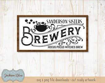 Sandersons witch brewery SVG download.  Halloween sign design svg.  Halloween svg files.  Halloween witches brew svg.  Halloween cut files.