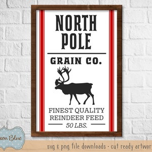 Sacco di mangime per renne della compagnia di cereali del Polo Nord in formato SVG. File di taglio SVG di Natale. Mangime per renne in formato SVG. Natale in fattoria in formato SVG.