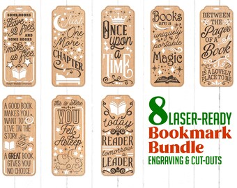 Bookmark cut files.  Glowforge bookmark designs svg.  Laser ready bookmark downloads.  Bookmark graphics bundle.  Laser cut bookmark svgs.