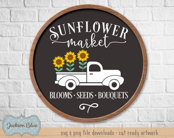 Sunflower Market SVG download.  Fall decor sign design svg.  Autumn svg files.  Rustic fall clipart.  Rustic fall svg cut files.