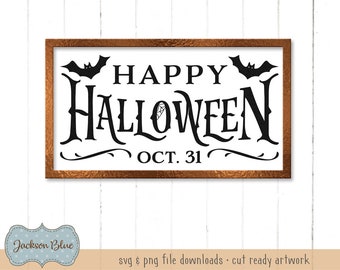 Happy Halloween SVG download.  Halloween sign design svg.  Halloween svg files.  Rustic halloween svg.  Farmhouse halloween cut files.