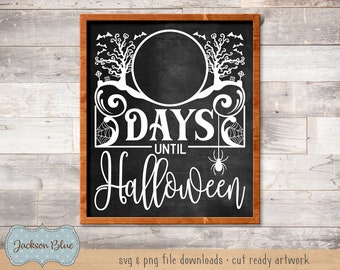 Dni do Halloween SVG do pobrania. Projekt tablicy odliczającej Halloween SVG. Pliki tablicy Halloween SVG. Projekt dni Halloween.