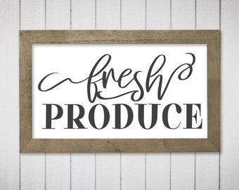 Farm Fresh Produce svg.  Farmhouse svg Clipart.  Diseño rústico de la muestra de la cocina de la granja.  Fresh Produce Script Instant Download svg & png.