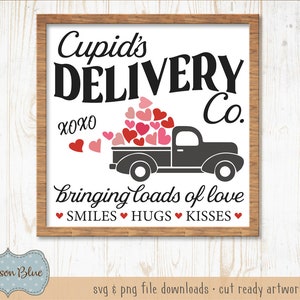 Amor's Lieferung Co SVG Download. Rustikale Valentinstag Datei. Lasten der Liebe svg-Datei. Valentinstag SVG Datei geschnitten. Cupids Kekse svg.