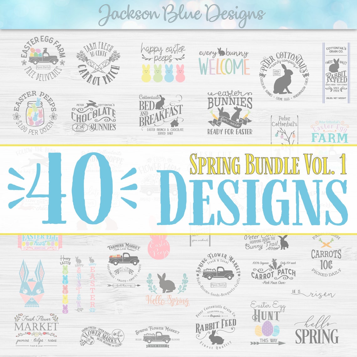 Easter and Spring SVG Bundle. Rustic Easter and Spring Designs. 40 ...