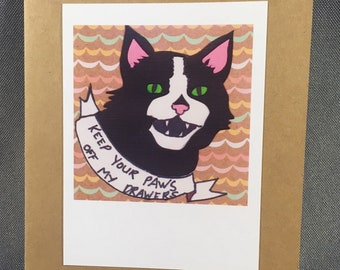 Handmade Tough Kitty Greeting Card