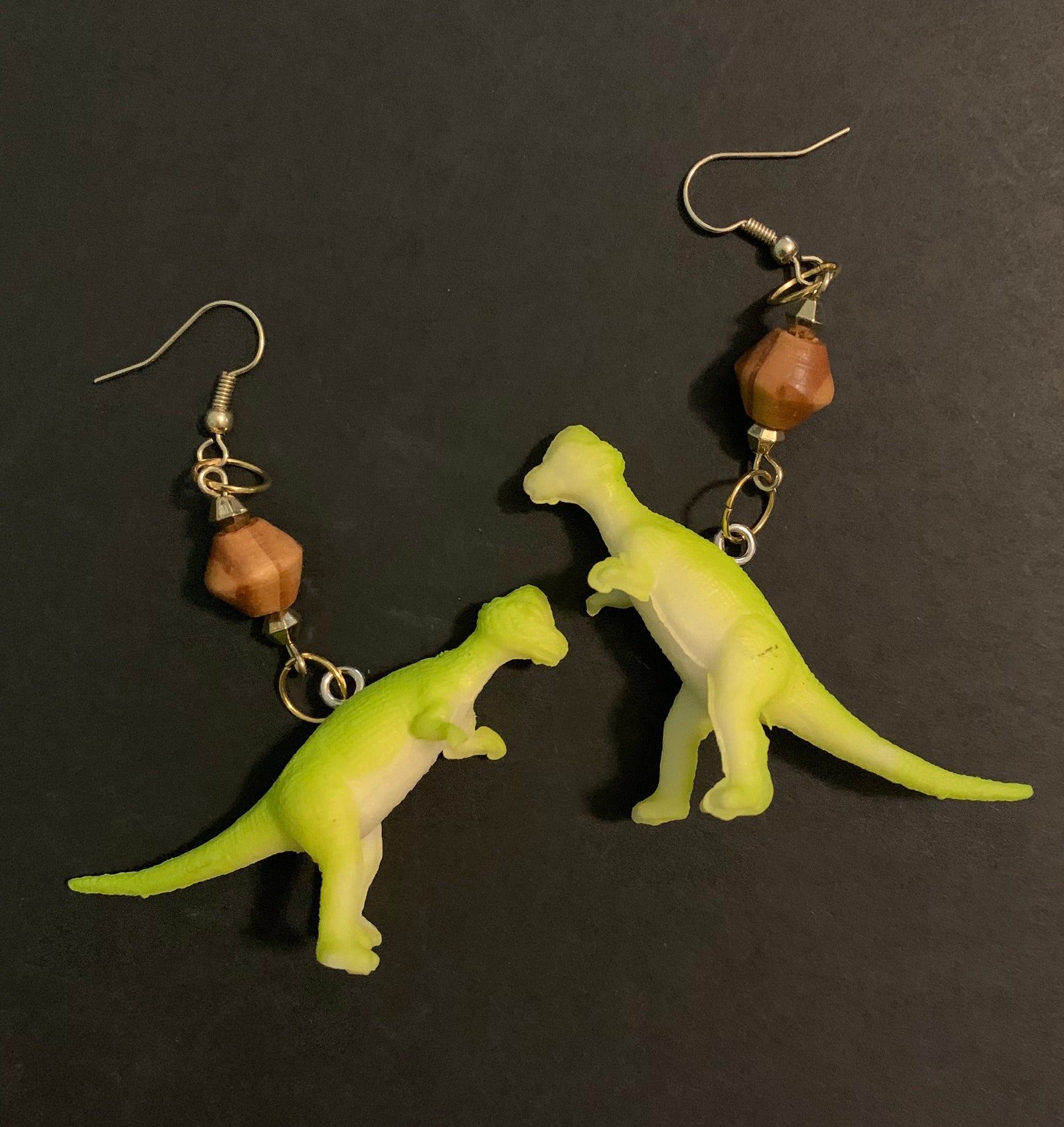 Neon dome-head dinosaur earrings | Etsy