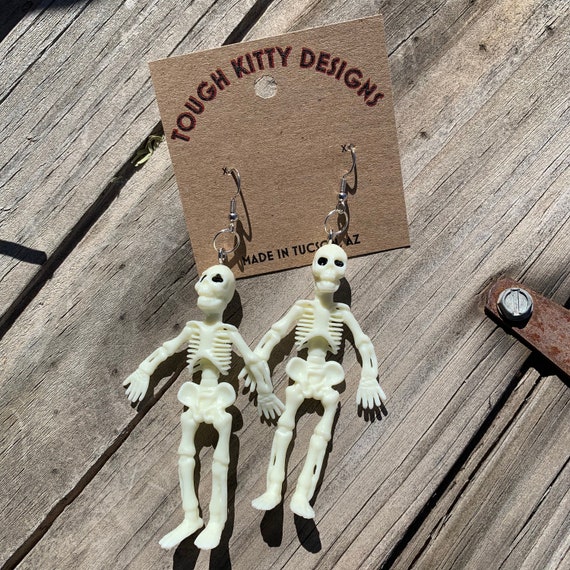 Skeleton earrings etsy deals