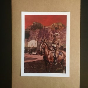 Vintage Cowboy Collage handgemaakte lege wenskaart