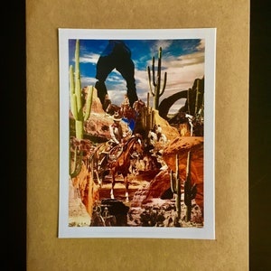 Cowboy Collage handgemaakte lege wenskaart