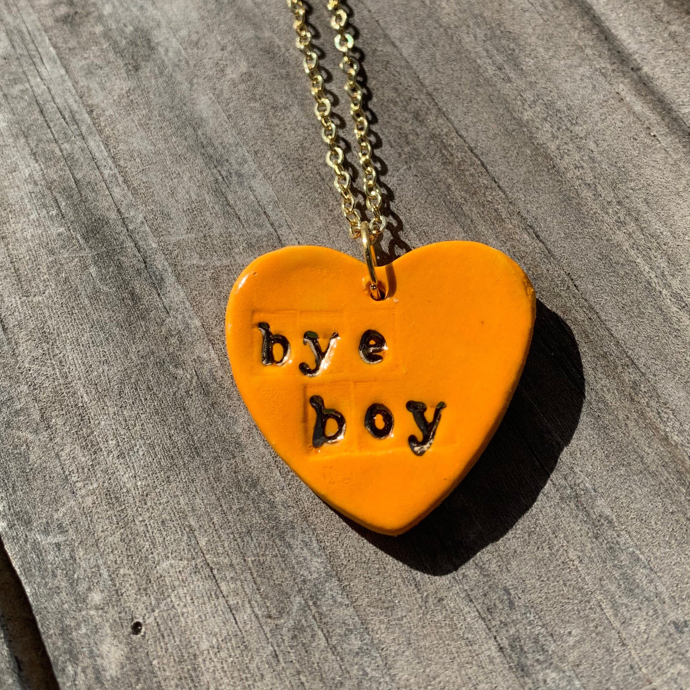 bye boy ceramic heart pendant necklace