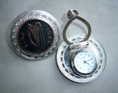 Harp Side Celtic Irish Penny ClipClock - Hidden Watch Renaissance Faire