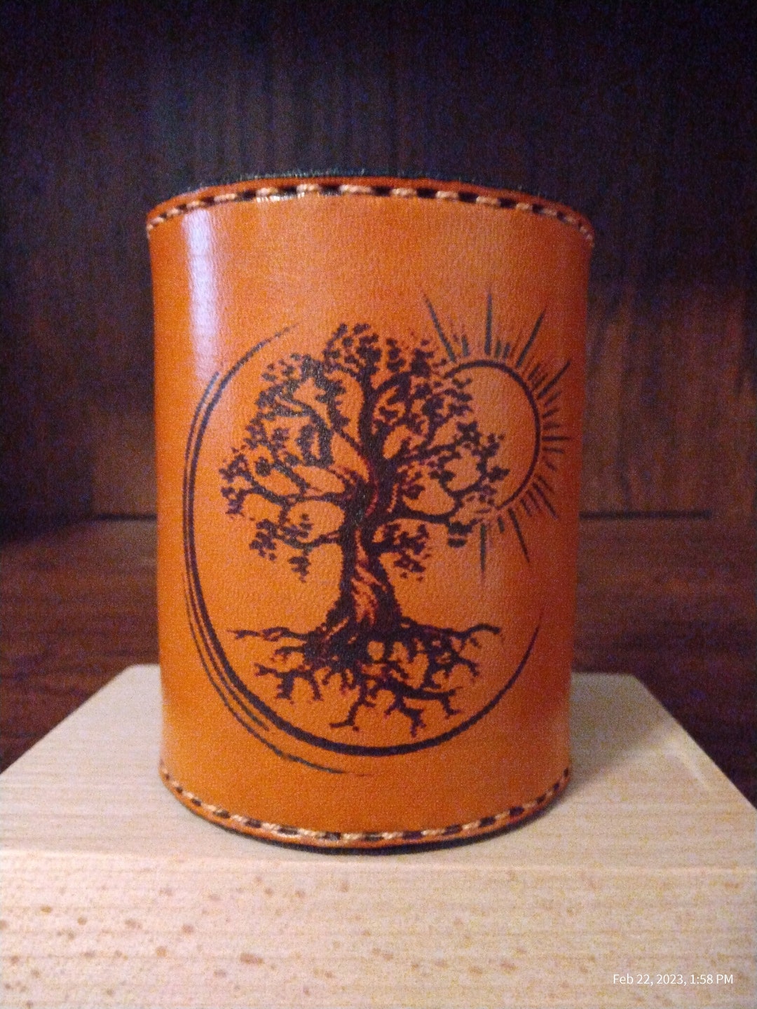 Leather Can Koozie Etsy