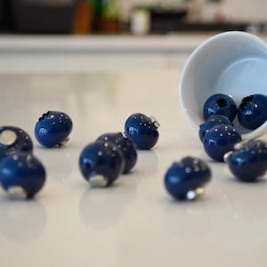 Blueberry Magnets – Handmade Polymer Clay Fruit Decor, Set of 3 Berries
