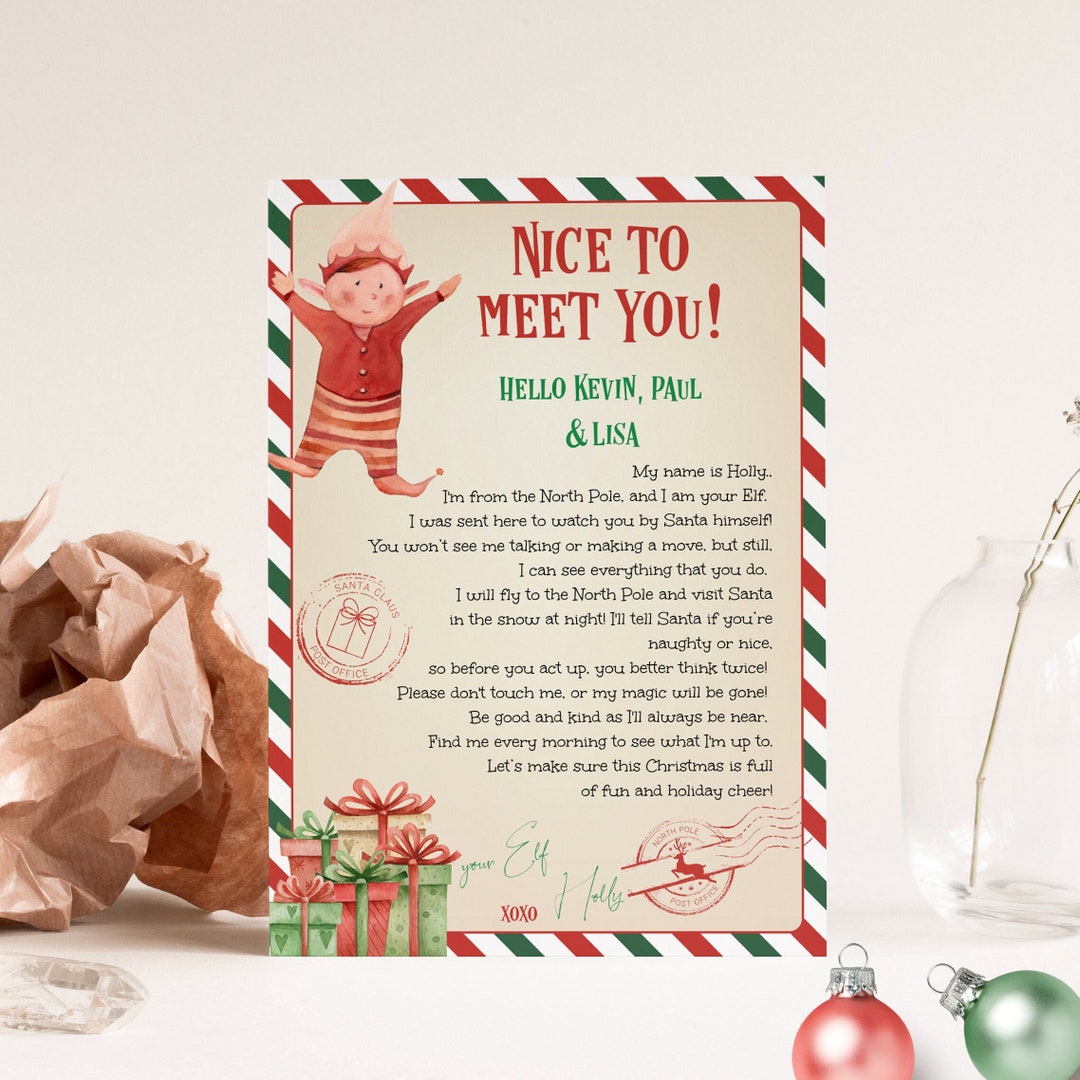Elf Arrival Letter Template, Printable Elf Letter, Elf Nice to Meet You Elf Arrival Letter Template, Printable Elf Letter, Elf Nice to Meet You