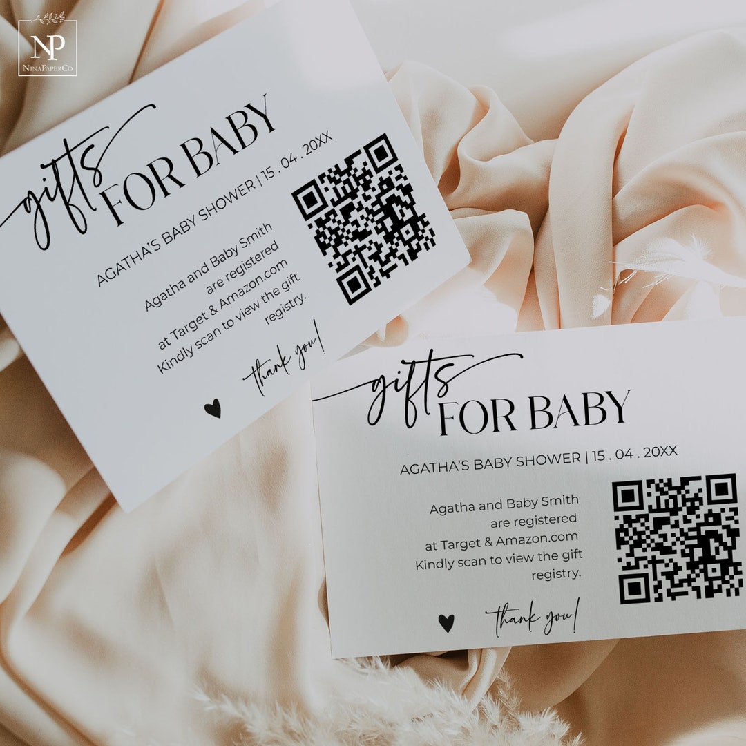 Baby Shower QR Code Gift Registry Card, Gift Registry QR Code