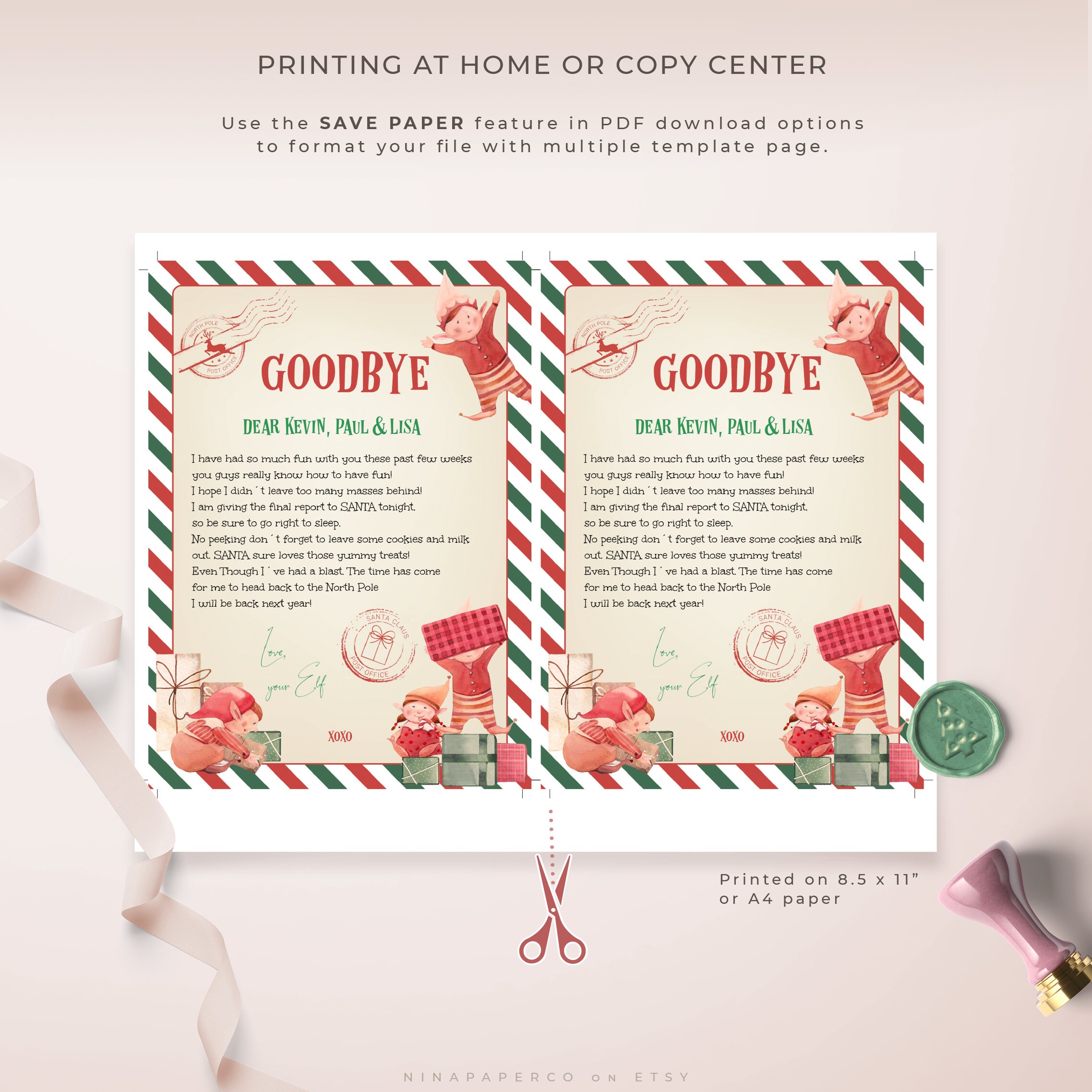 Christmas Elf Goodbye Letter Template, Elf Departure Letter, Elf on the