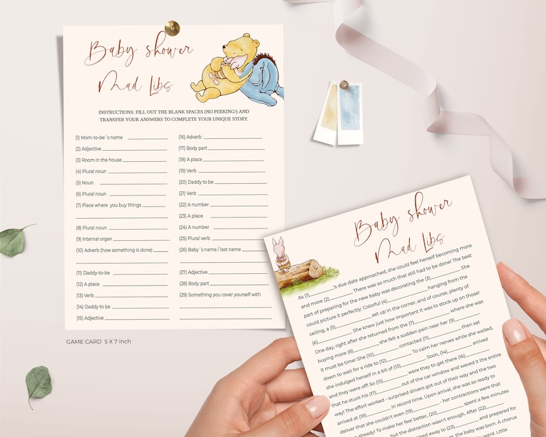Winnie the Pooh Baby Shower Games Bundle, 48 Baby Shower Games, Winnie