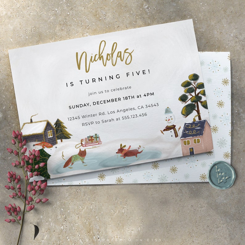 Winter Wonderland Birthday Invitation Template Winter Etsy