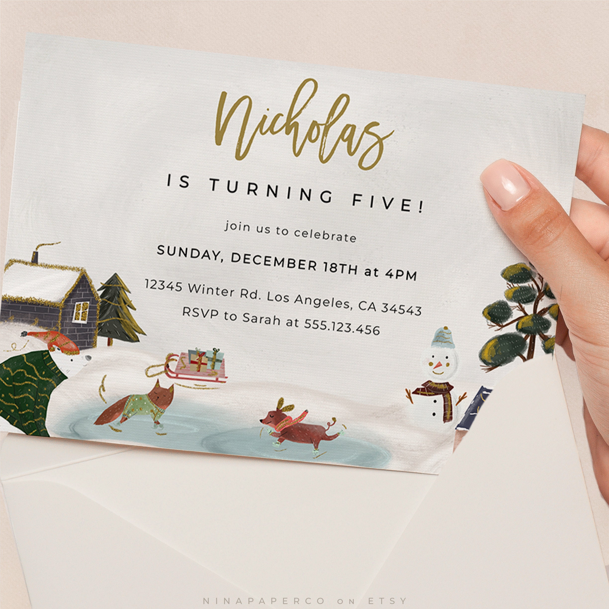 Winter Wonderland Birthday Invitation Template, Winter Wonderland Party