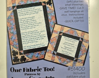 Irish Blessings #51400, wall hanging, finished sizes 19"x25" or 17"x17", includes pattern and one fat quarter of printed blessings, C.2004