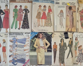 Bundle of 10 Womens, cut, used, unchecked sewing patterns, see description and photos,  mostly vintage, Sold As Is