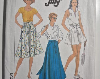 Simplicity 9109 Jiffy wrap skirt in 3 lengths,  size Sm waist 25-25.5, uncut and factory folded, see description and photos C.1989