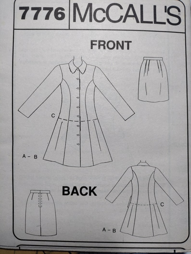 Mccall's 7776 Front Buttoned Princess Seam Dress, Unlined Jacket and ...