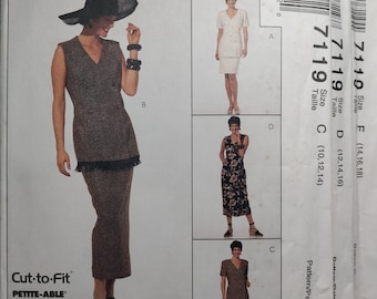 Mccall's 7296 Dress in 2 Lengths, Peplum Top and Skirt, Pick Your Size ...