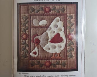 Spotty Hen Wall Quilt Kit, #K0310, finished size 13x15", unused. See description and photos