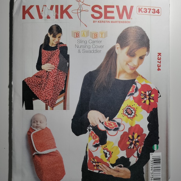 Kwik Sew K3734 Baby swaddler, sling carrier and nursing cover, uncut and factory folded, see description and photos C.2012