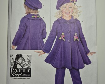 Simplicity 2745 Patty Reed fleece coat and pants sizes 3,4,5,6,7,8, and hat -sizes S,M,L, uncut and factory folded, see description C.2008