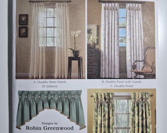 Simplicity 4181 classic drapes, valance and panels with goblet pleats, uncut and factory folded, see description and photos C.2006