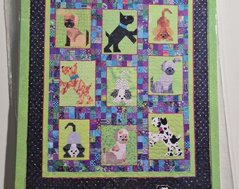 Gone to the Dogs quilt pattern by judy did it, finished size 68"x76", see description and photos C.2002