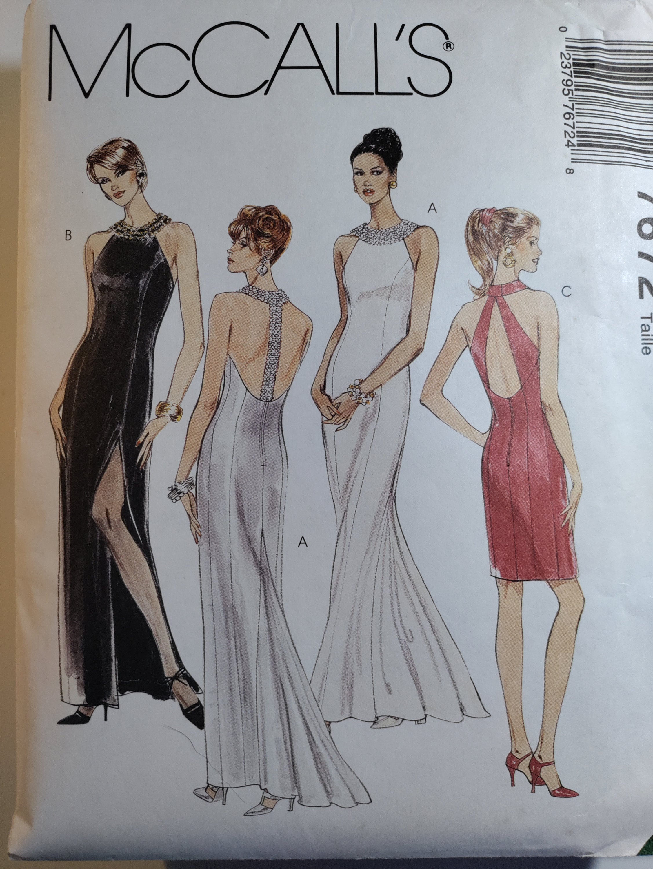 McCall's 7672 fitted dress with princess seams and back strap variations, pick your size, all uncut and factory fold, please see description