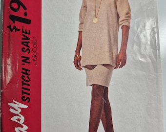 McCall's 7209 Stitch N Save tunic and skirt for stretch knits, sizes 18,20,22,24, uncut and factory folded, see description and photos c1994