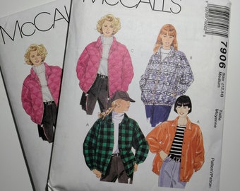 McCall's 7906 Jacket Pattern, multiple size options, all uncut and factory folded, please read description for additional details