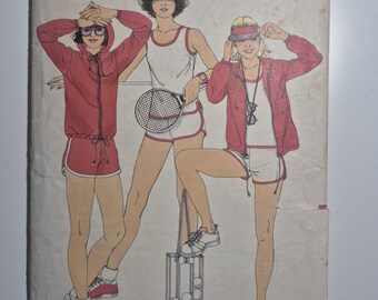 Butterick 6101 Winning Tennis Gear From Chrissie Evert tshirt, shorts, jacket, size 10, uncut and factory folded, see description & photos