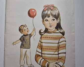 Kwik Sew 306 boys or girls t shirt, sizes/age 2,4,6, uncut and factory folded, See description and photos,  vintage