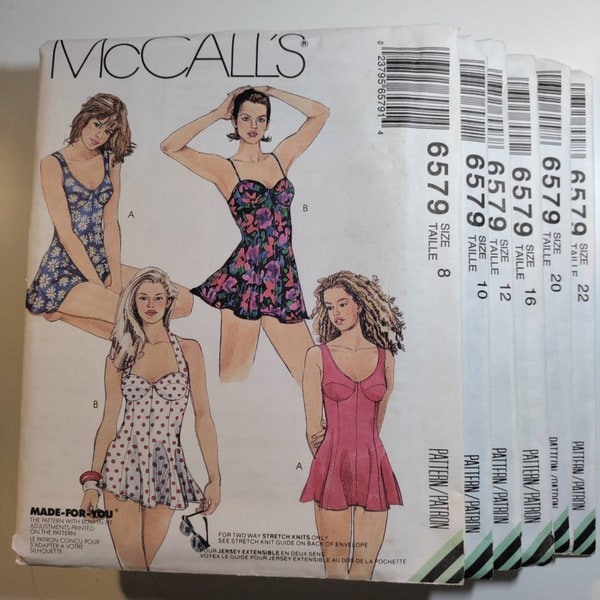 McCall's 6579 swimsuit, multiple size options available, all uncut and factory folded, please read description for additional details