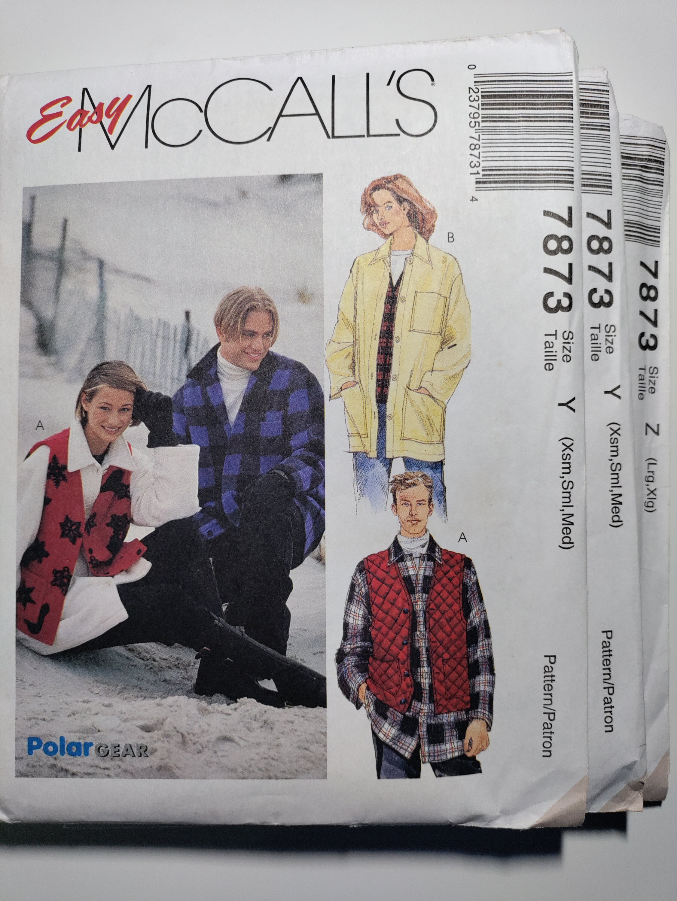 y Mccall's 7873 Mens and Women's Shirt Jacket and Lined Vest, Pick