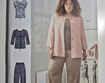 Simplicity 9269 jacket, knit top and pants, plus sizes 26w-32w, uncut and factory folded, see description and photos C.2021