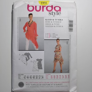 Burda 7391 top and dress pattern, sizes 16-28, uncut and factory folded
