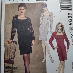 McCall's 6295 semi fitted dress has long sleeves with overarm seam, pick your size, all uncut and factory folded, see description