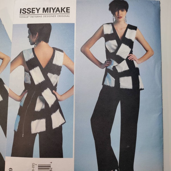 Vogue v1309 Issey Miyake pullover tunic and pants pattern, 2 size options, both uncut and factory folded, see description for more details