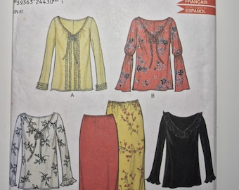 New Look 6042 tops/blouse variations and skirt, sizes 8-18, uncut and factory folded, see description and photos