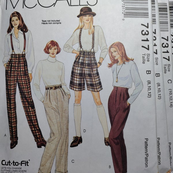 McCall's 7317 pants and shorts with suspenders option, pick your size, all uncut and factory folded, please read description
