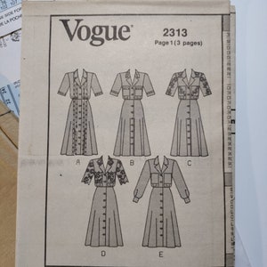 Vogue 2313 Basic Design Dress, Sizes 14,16,18 Uncut and Factory Folded ...