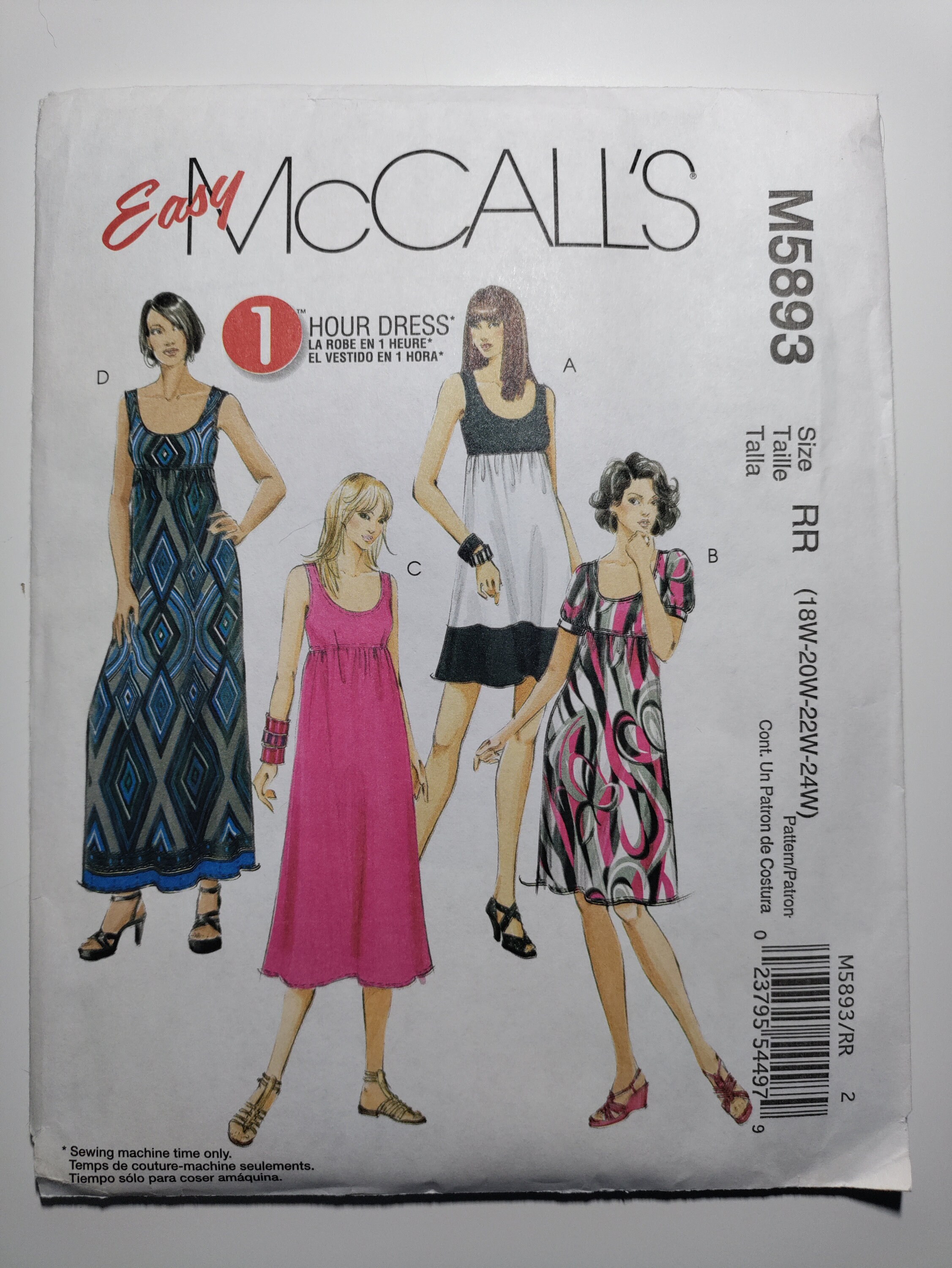 Patron De Couture Pour Hauts McCalls M8200, Tailles 18-24 W, 3