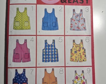 Butterick 4956 children's jumper, romper and jumpsuit, sizes 4,5,6, uncut and factory folded, see description and photos C.1997